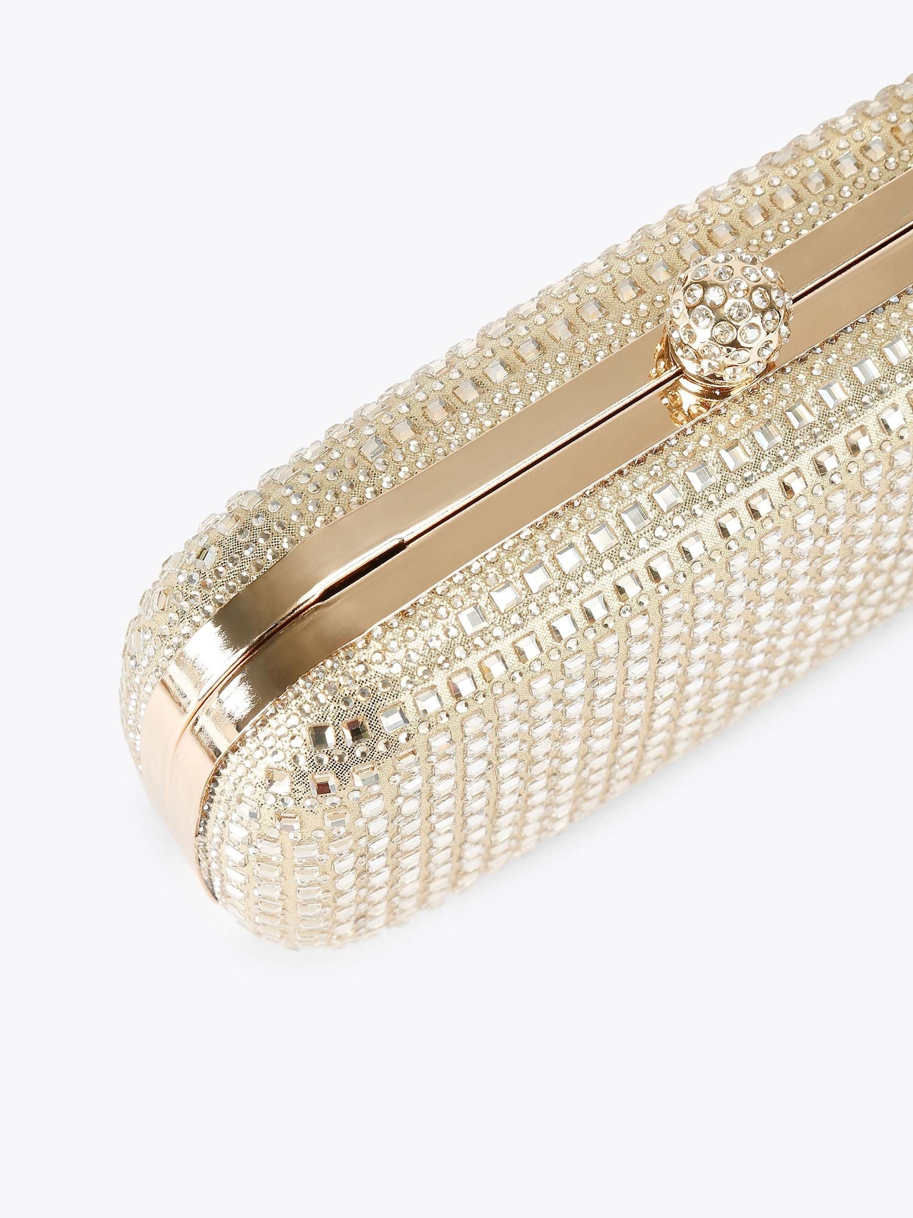 Carvela Cecilia hard clutch bag white faux pearls crystals silver trims (British brand)