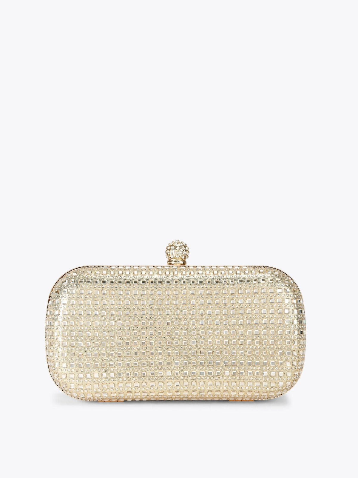 Carvela Cecilia hard clutch bag white faux pearls crystals silver trims (British brand)