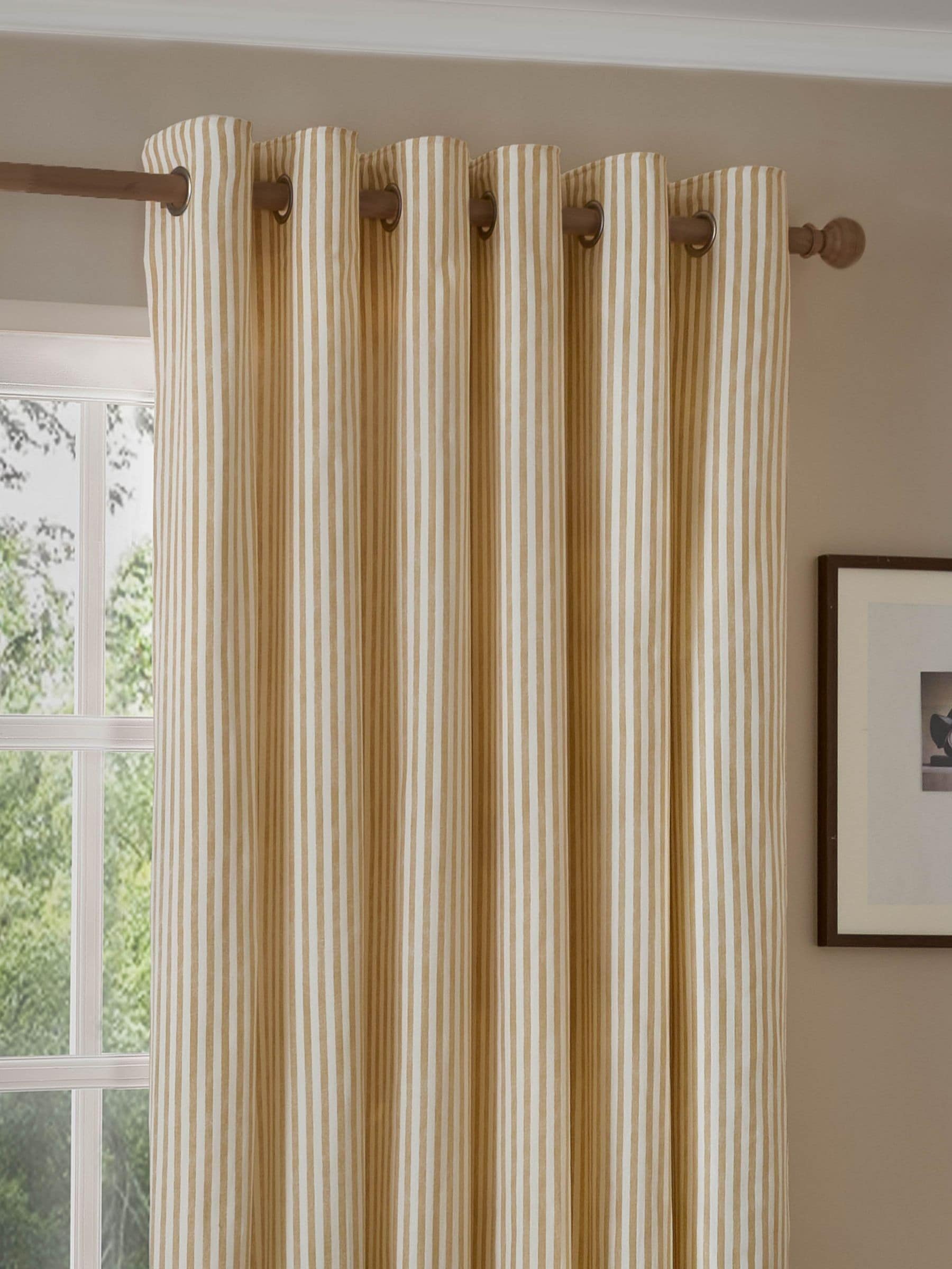 Yard Honey Hebden Striped Lined Eyelet Curtains