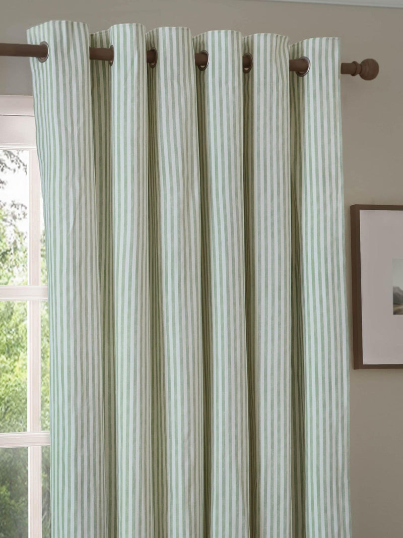Yard Eucalyptus Hebden Striped Blackout Eyelet Curtains