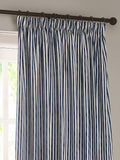 Yard Navy Blue Hebden Striped Blackout Eyelet Curtains