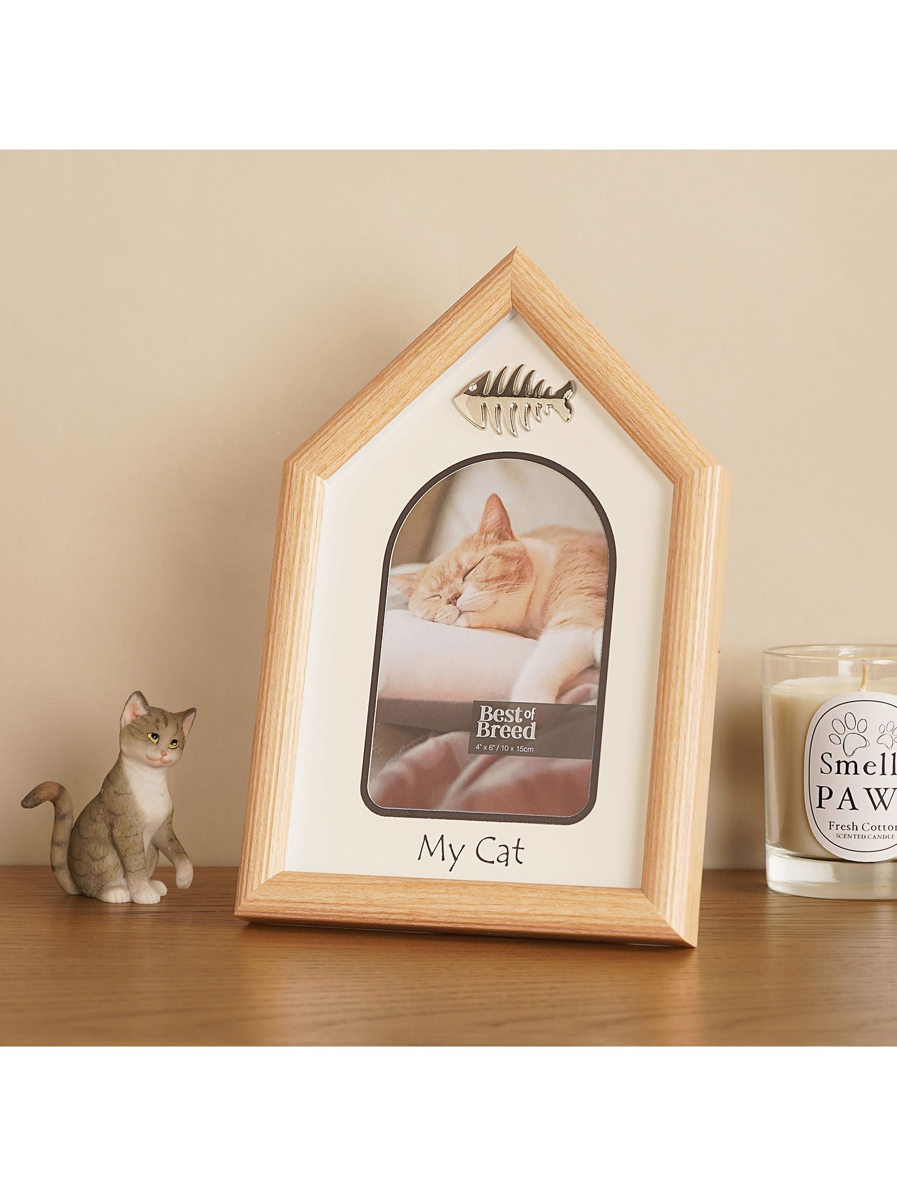 Widdop Brown cat house photo frame 4x6 inch (British brand)