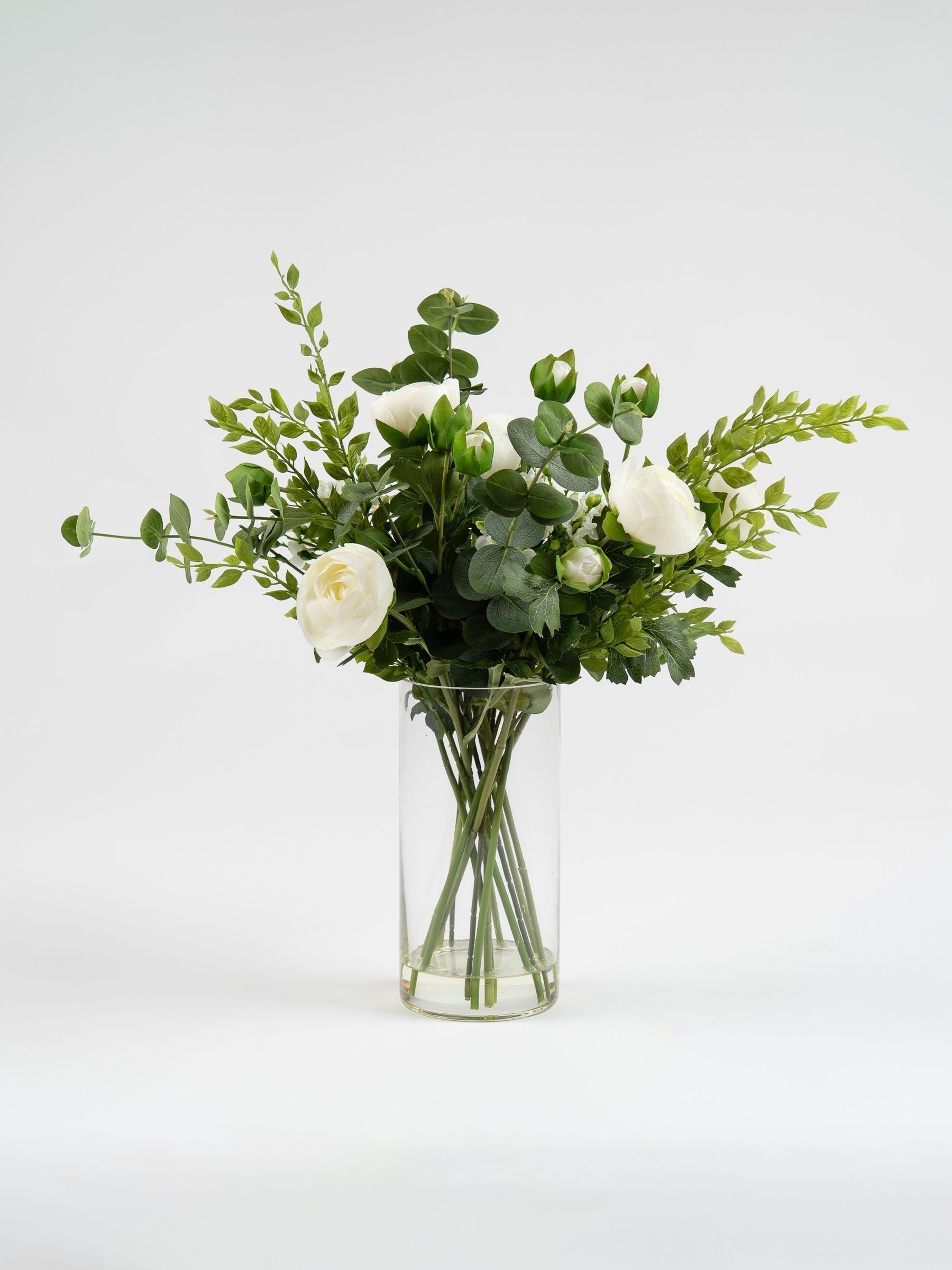 Scottish Everlastings white artificial ranunculus arrangement 55cm - British product