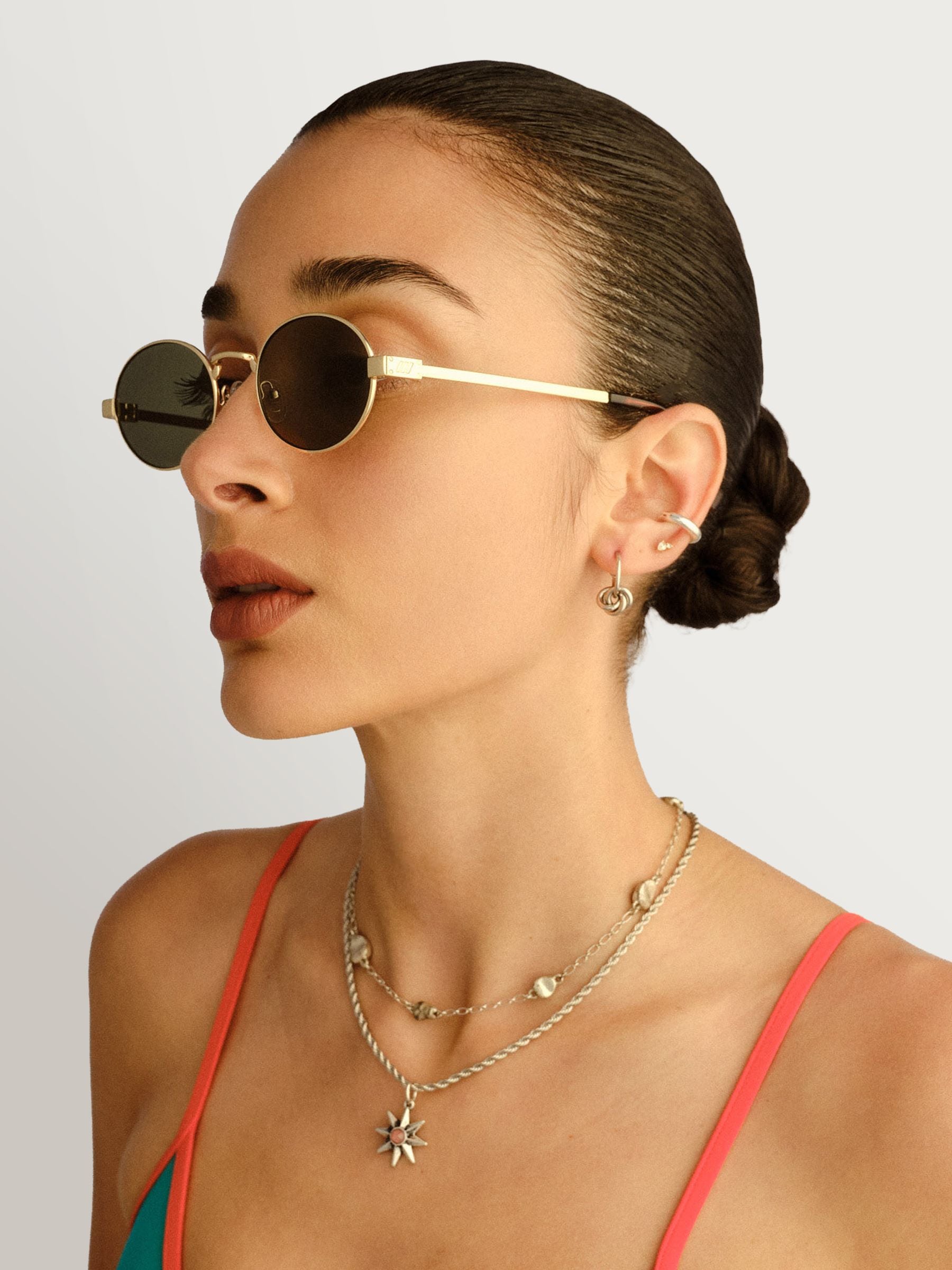 Le Specs Gold/Green Poseidon Deux Sunglasses