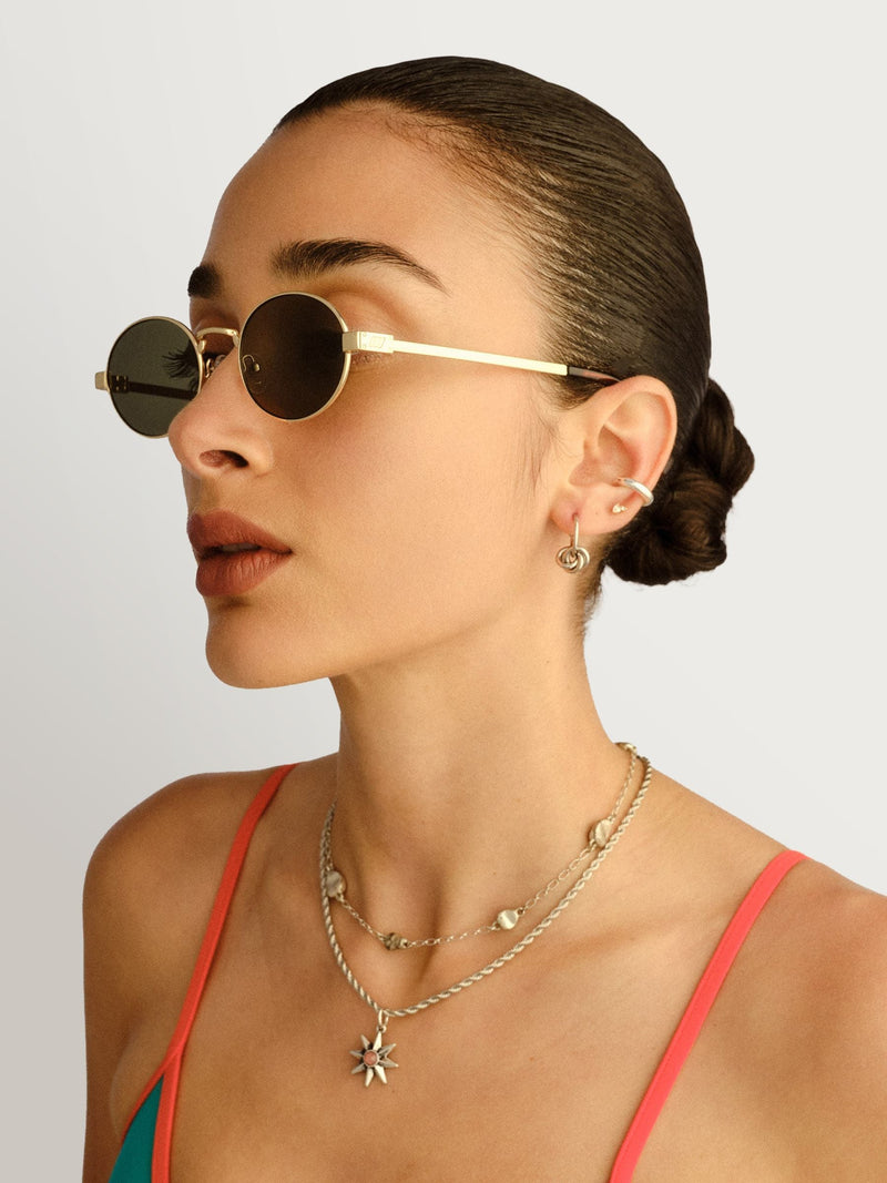 Le Specs Gold/Green Poseidon Deux Sunglasses