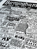 Sketchbook Design Birmingham landmarks framed print, imported from the UK