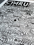 Sketchbook Design framed wall art Cymru landmarks illustration, imported from the UK