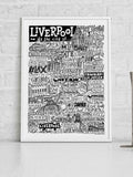 Sketchbook Design Liverpool landmarks framed wall art print - British product