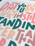 Sketchbook Design I'm Still Standing typography print - British product