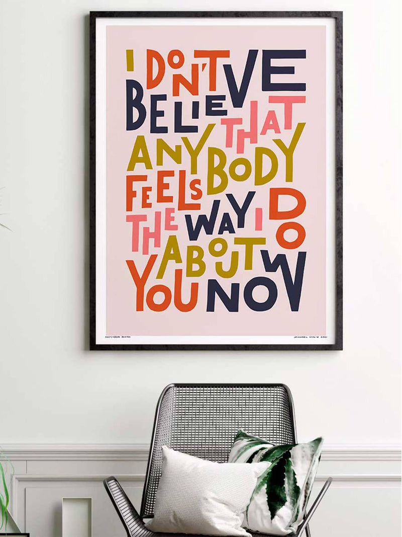Sketchbook Design Wonderwall framed typography print, British product