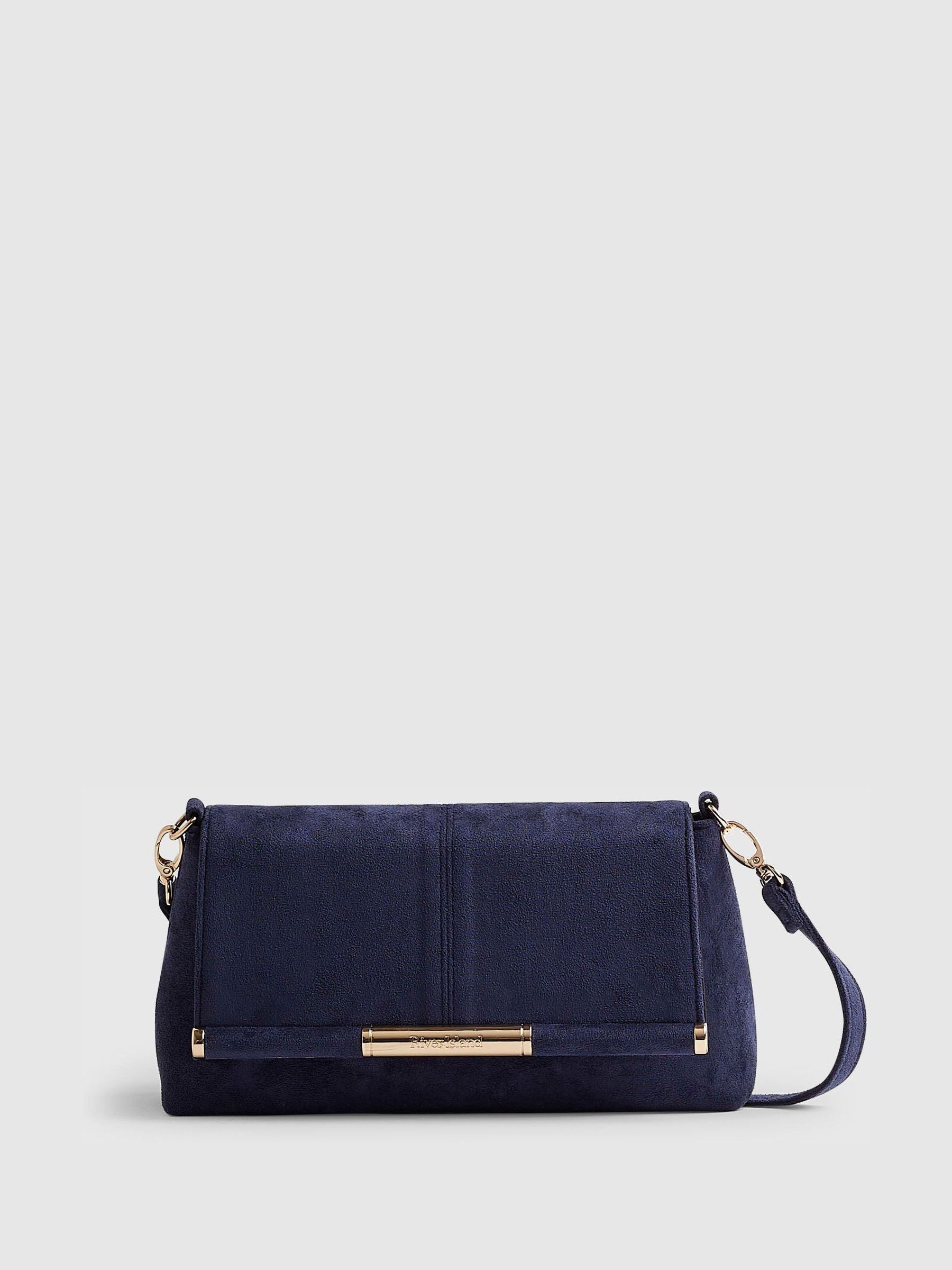 River Island Blue Bar Front Clutch Bag