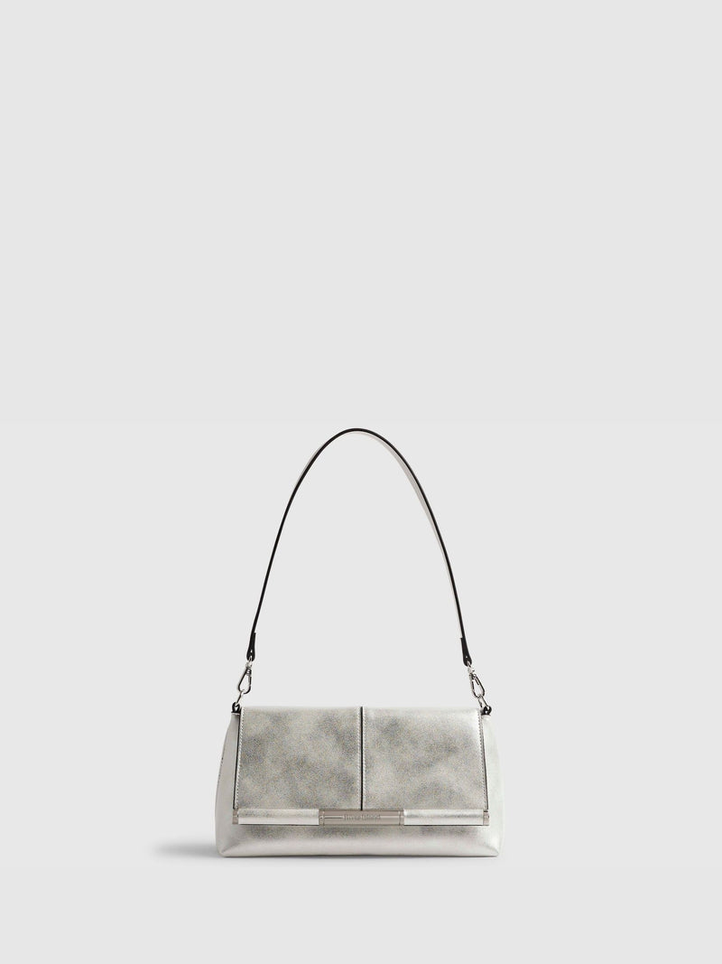 River Island Silver Bar Front Clutch Bag