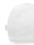 Purebaby white layette beanie, UK version