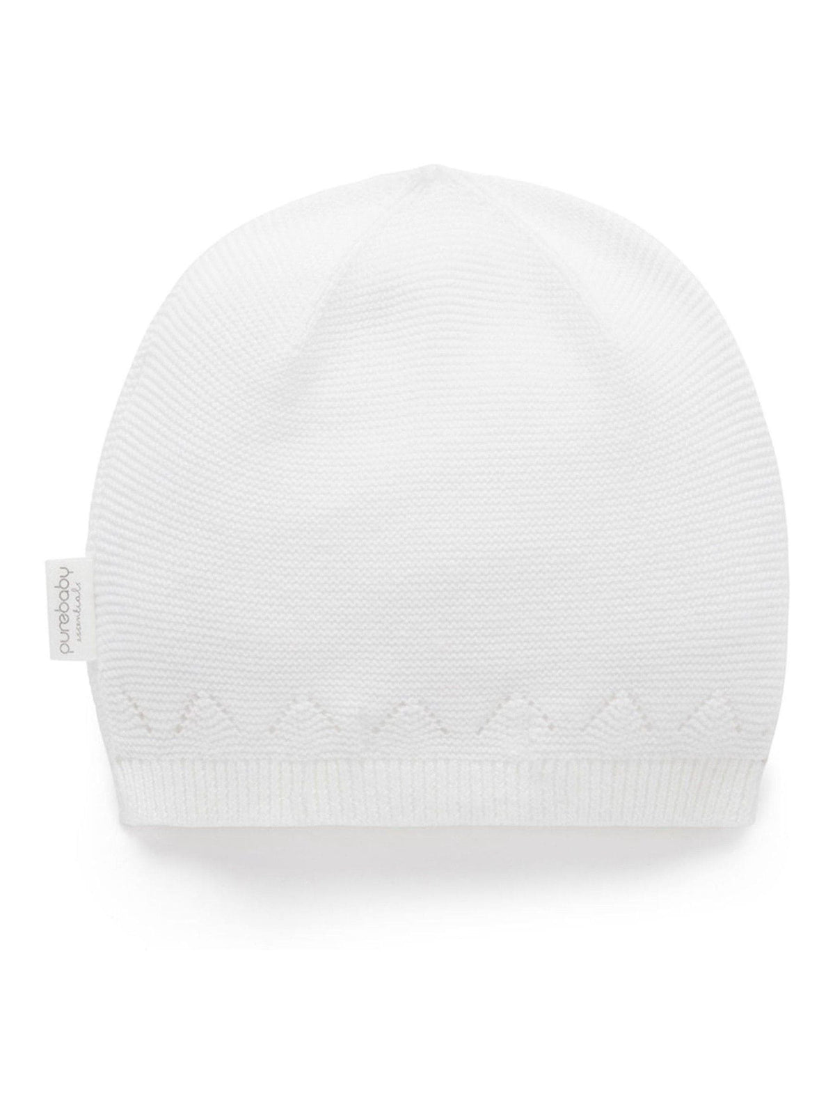 Purebaby white layette beanie, UK version