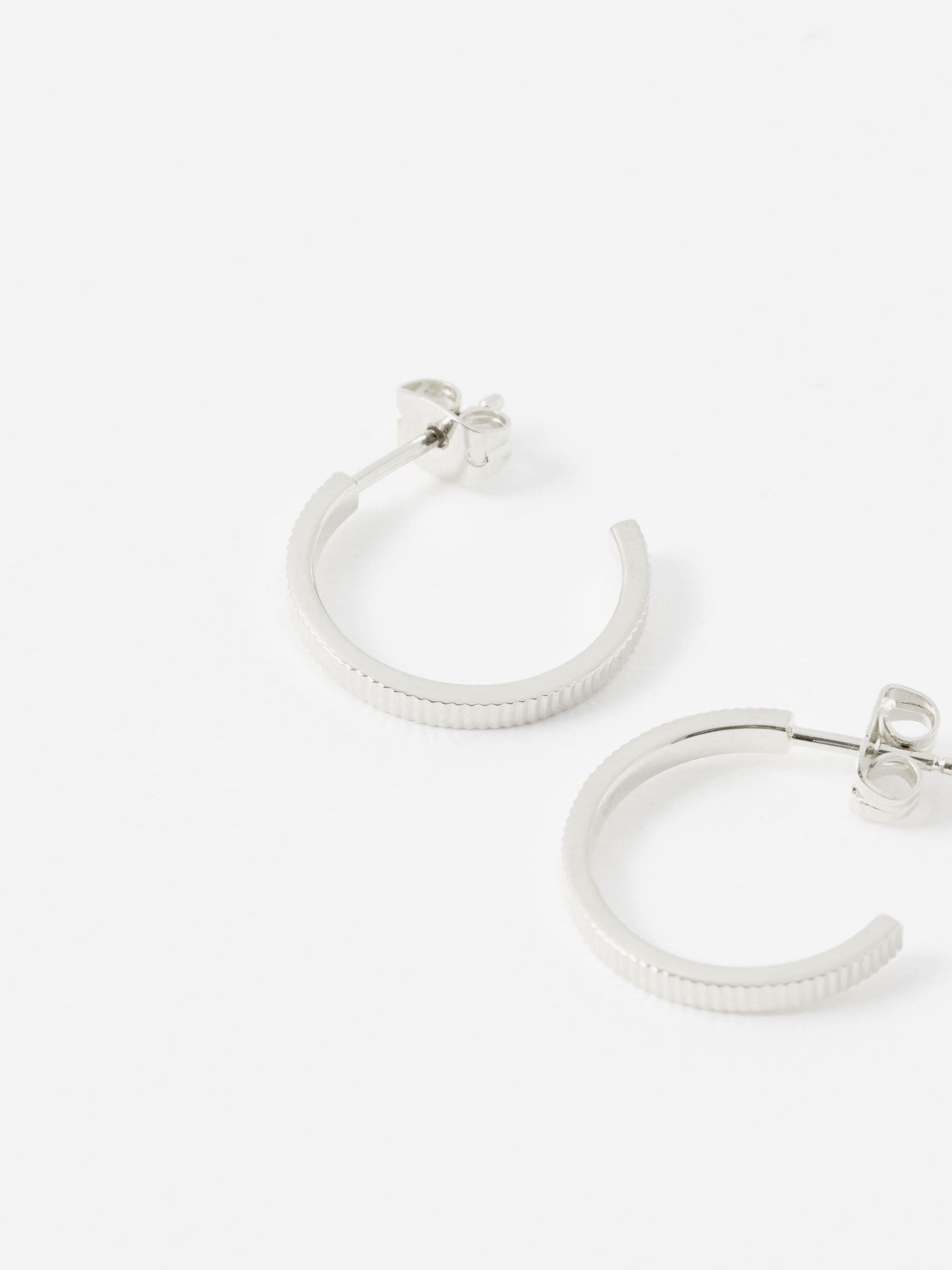 Oliver Bonas Anita ridged sterling silver hoop earrings (British brand)