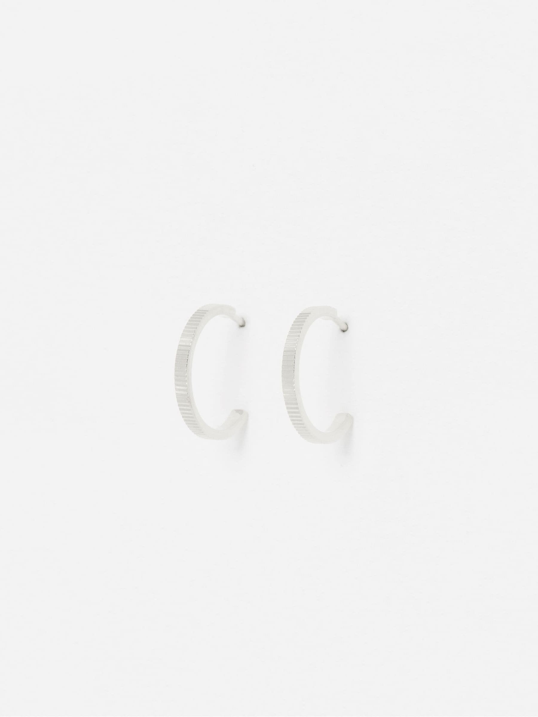 Oliver Bonas Anita ridged sterling silver hoop earrings (British brand)