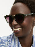 Oliver Bonas preppy sunglasses green marbled arms purple lenses (British brand)