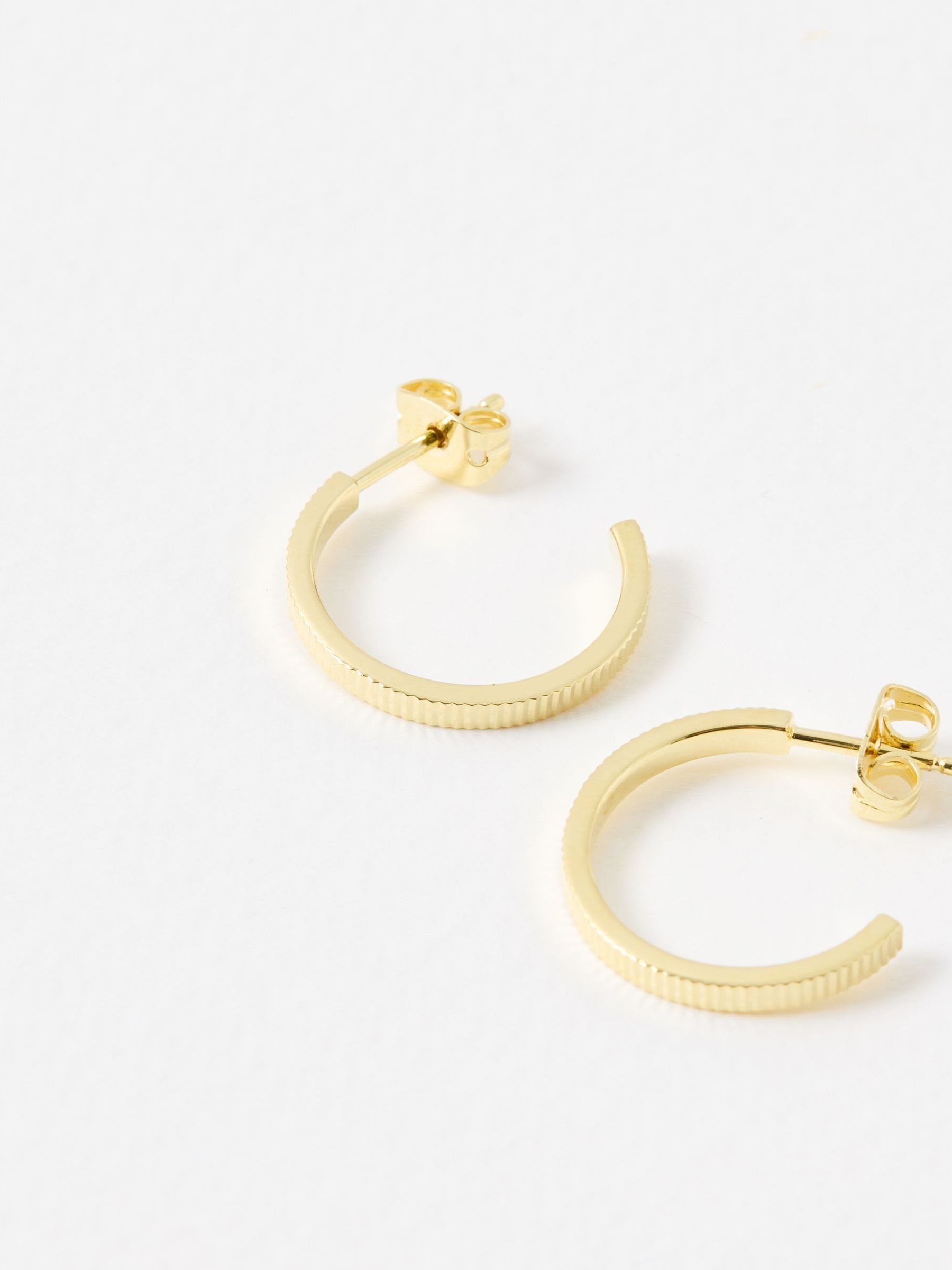 Oliver Bonas Anita gold ridged hoop earrings - British product