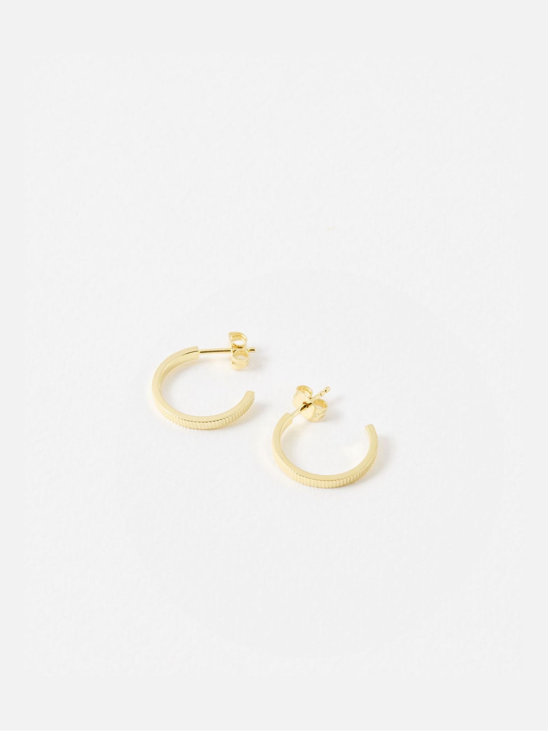 Oliver Bonas Anita gold ridged hoop earrings - British product