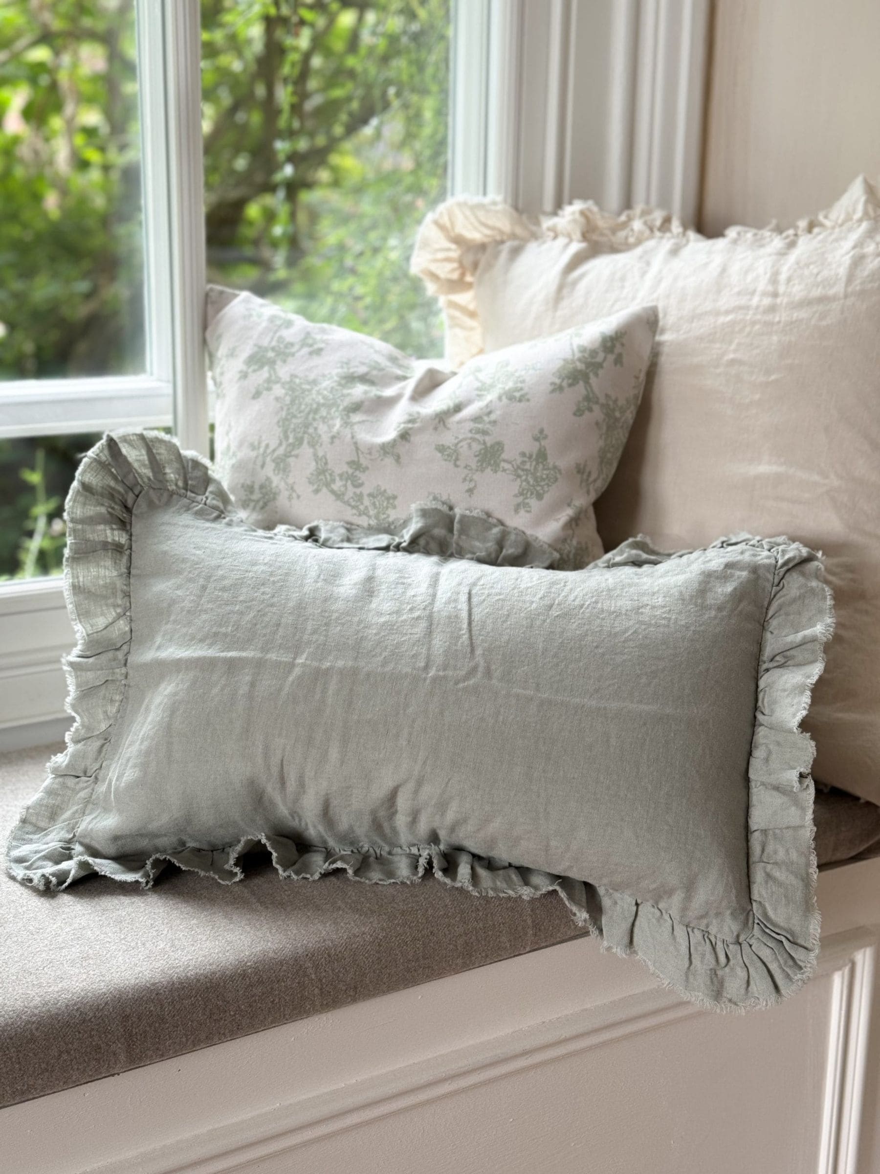 Ellenvale Interiors Sage Hallie Ruffle 50 x 30cm Cushion Cover