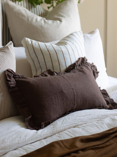 Next Ellenvale Interiors Chocolate Brown Halliie Ruffle Cushion Cover 50 x 30cm- Buy online at McGrocer