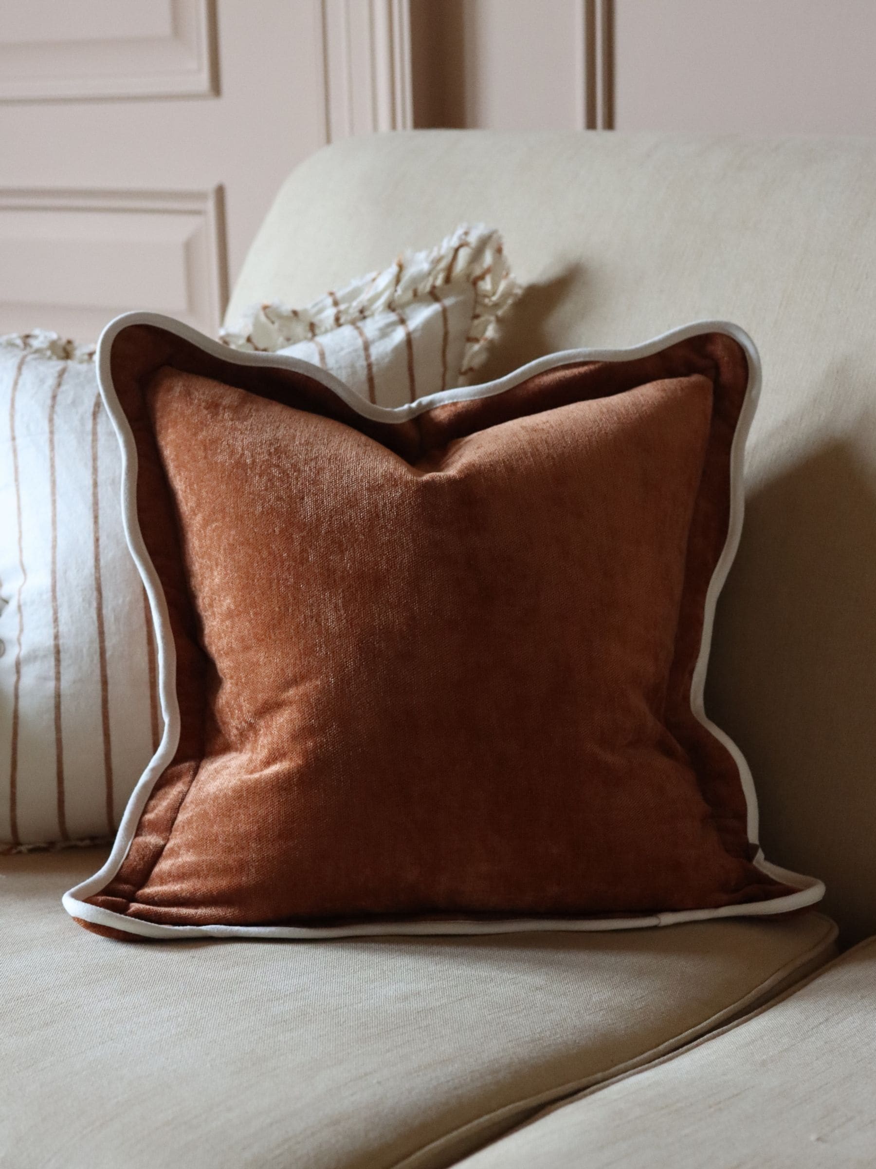 Ellenvale Interiors Chocolate Brown Chloe Scallop Cushion Cover 45 x 45cm
