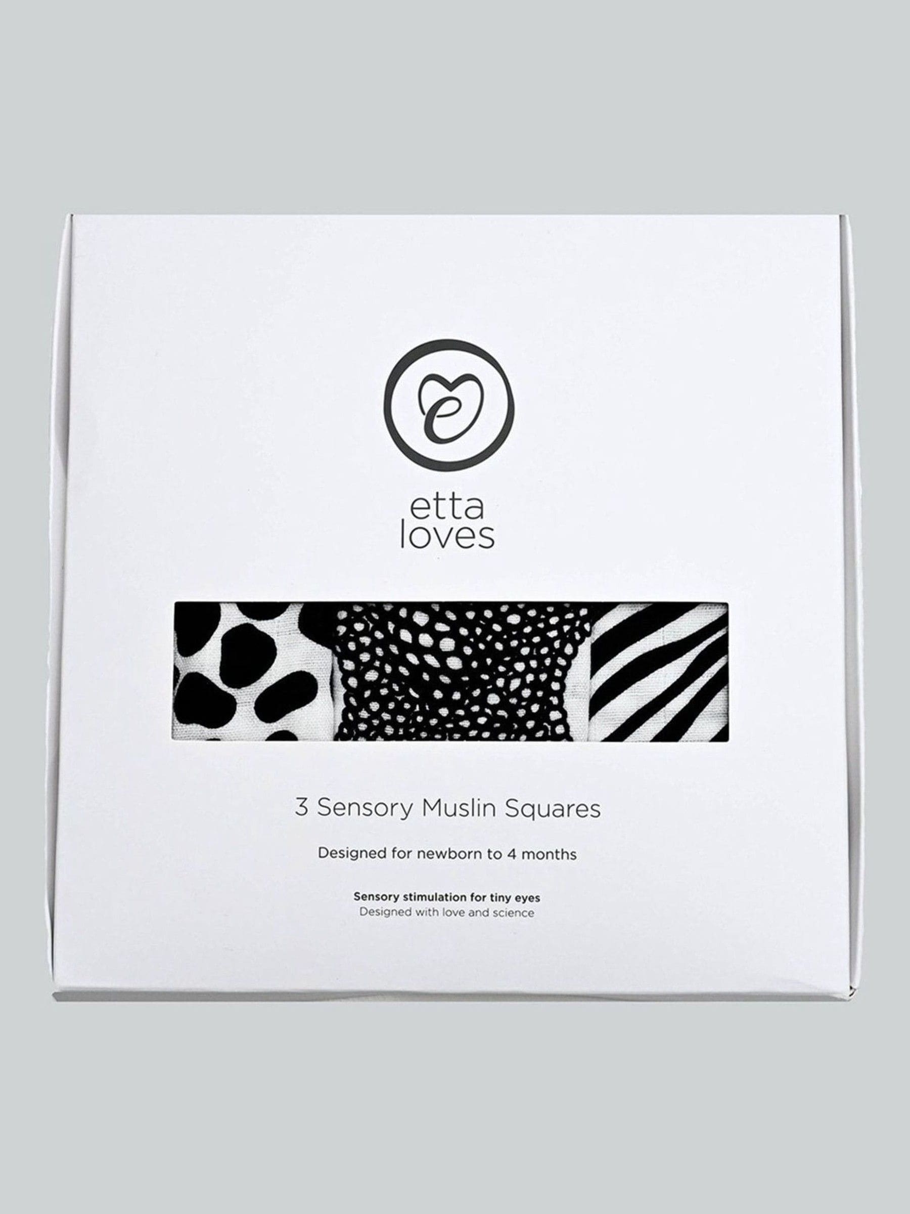 Etta Loves black white sensory muslin 3 pack, imported from the UK