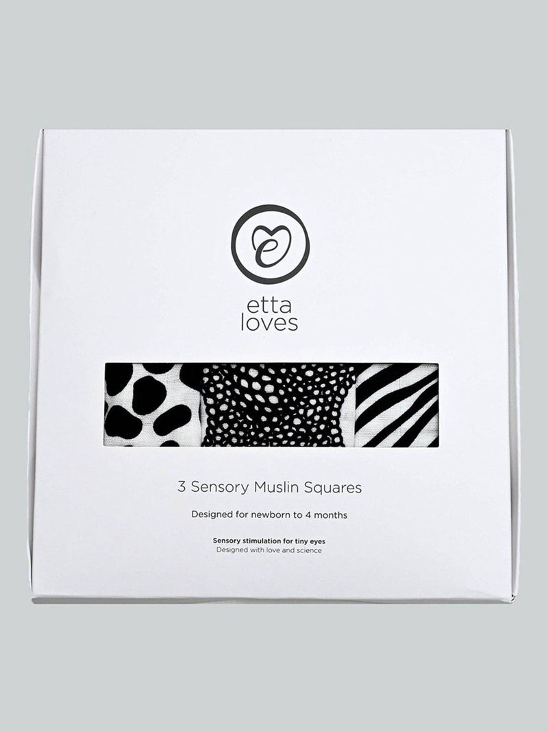 Etta Loves black white sensory muslin 3 pack, imported from the UK