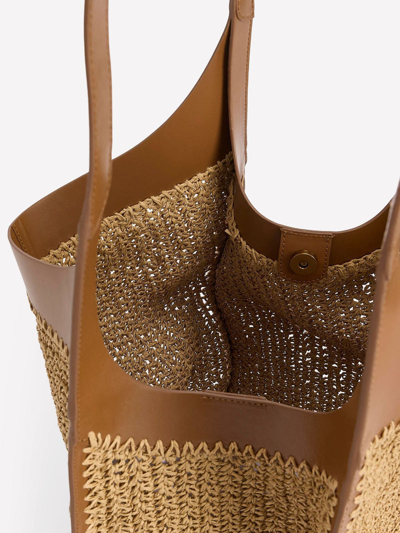 Boden cream straw tote - British product