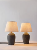 The Set 2 Pack Grey/Ecru Textured Ceramic Large Table Lamps