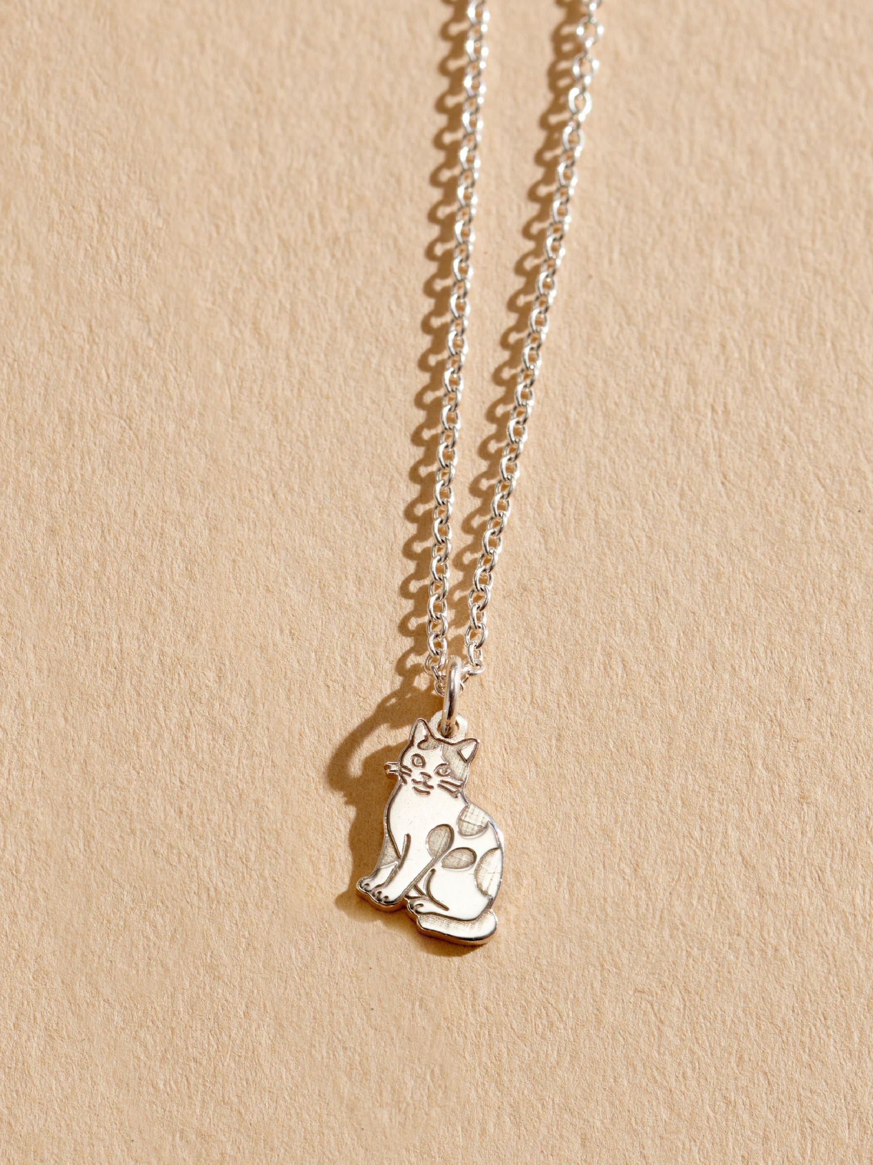 Posh Totty Designs personalised cat charm necklace, imported from the UK