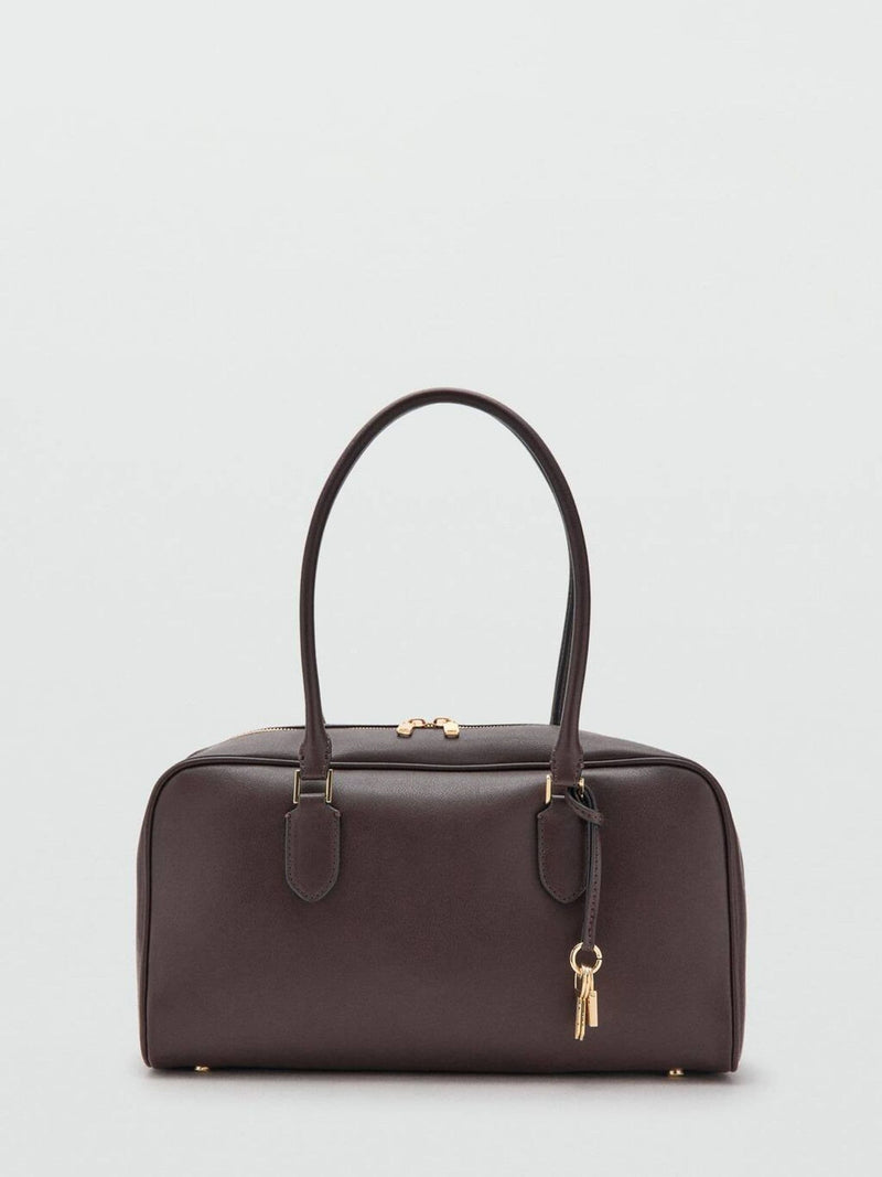 Mango brown faux leather bowling bag medium - British product
