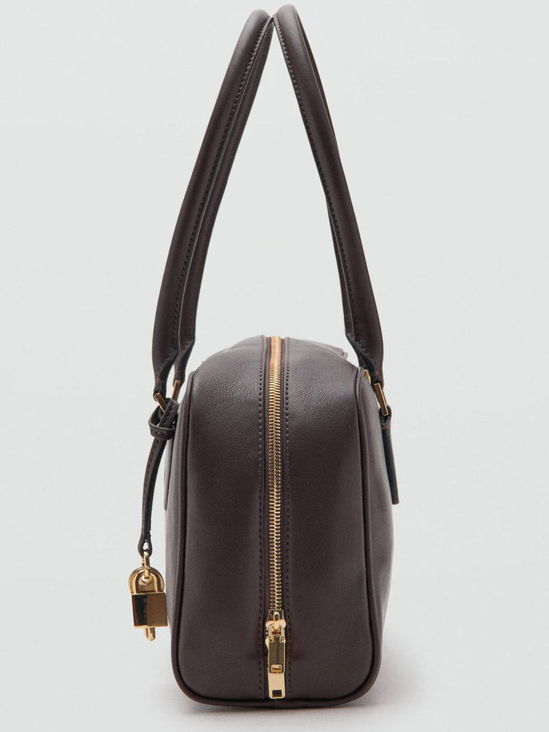 Mango brown faux leather bowling bag medium - British product