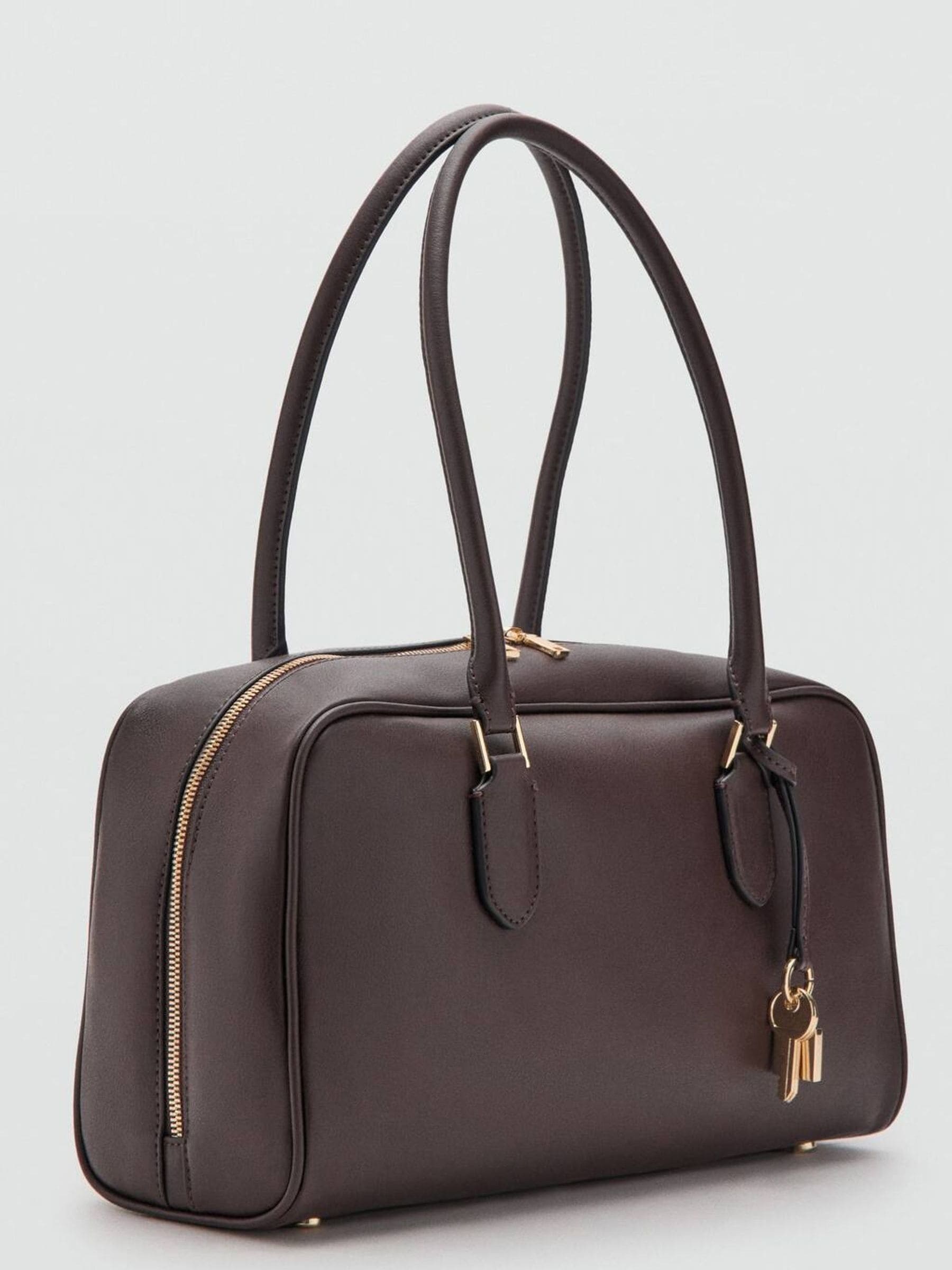 Mango brown faux leather bowling bag medium - British product