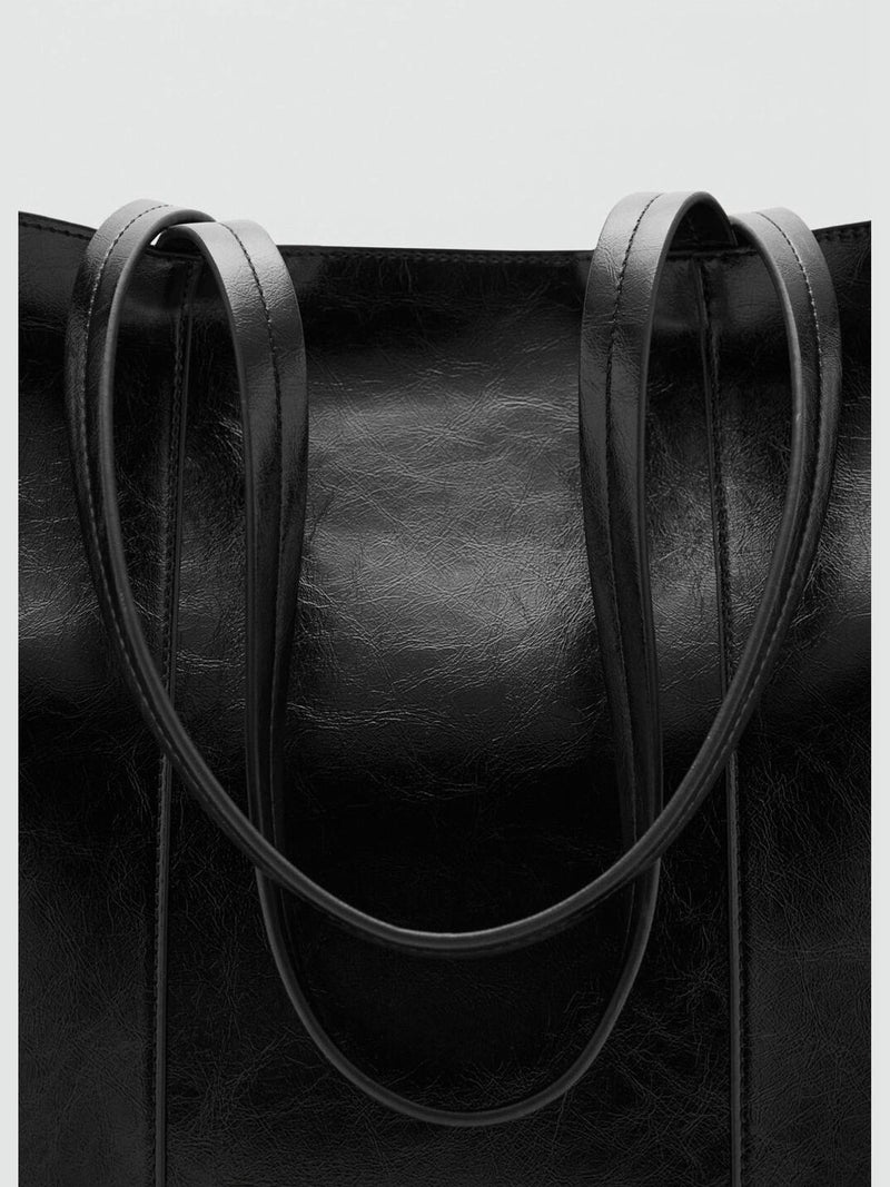 Mango Black Shopper Tote Bag large (British brand)