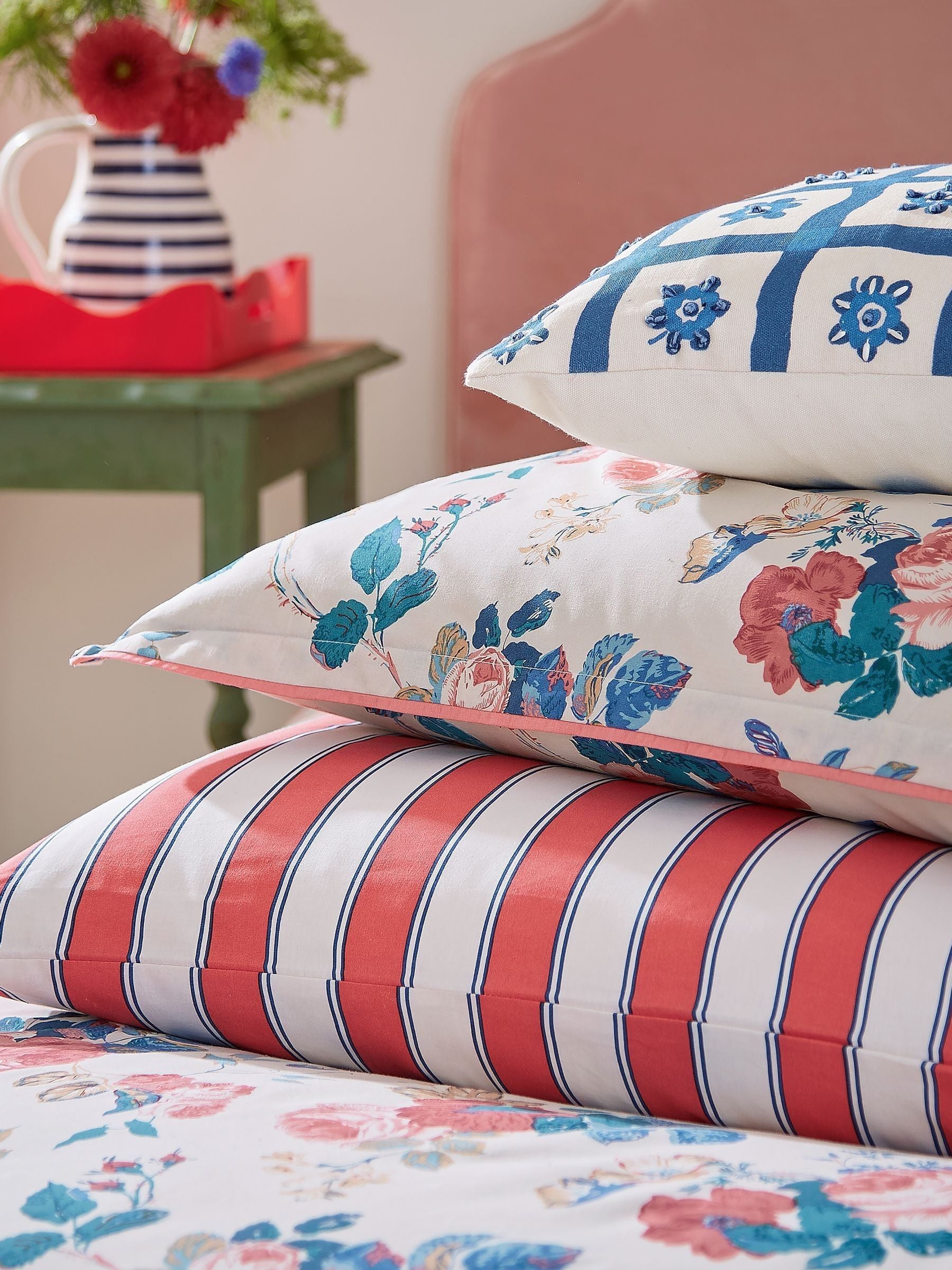 Land & Shore Alec cotton pillowcases in stripe design (British brand)