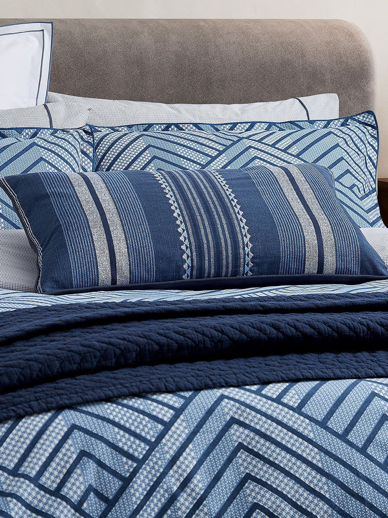 Bedeck of Belfast Indigo Kayah cushion 70x40cm - British product