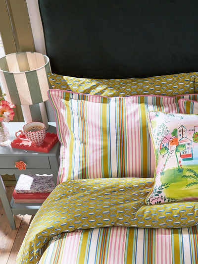 Next Land & Shore Multi Raven Stripe Cotton Pillowcases Pair- Buy online at McGrocer