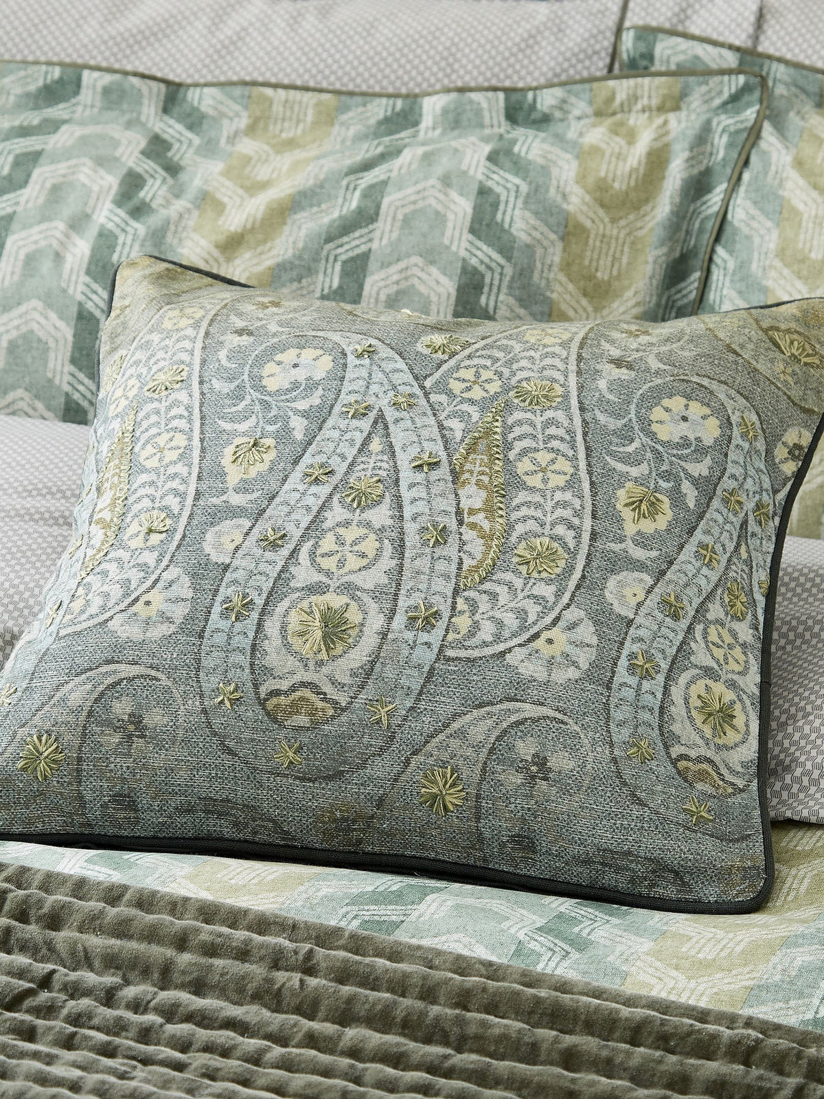 Bedeck of Belfast Olive Reya cushion 50x50cm, imported from the UK