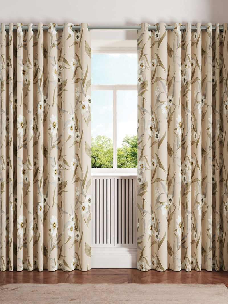 Ted Baker neutral Cabana blackout lined eyelet curtains, imported from the UK