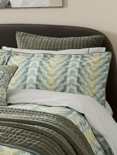 Next Bedeck of Belfast Olive Reya Cotton Velvet Quilted Sham- Buy online at McGrocer