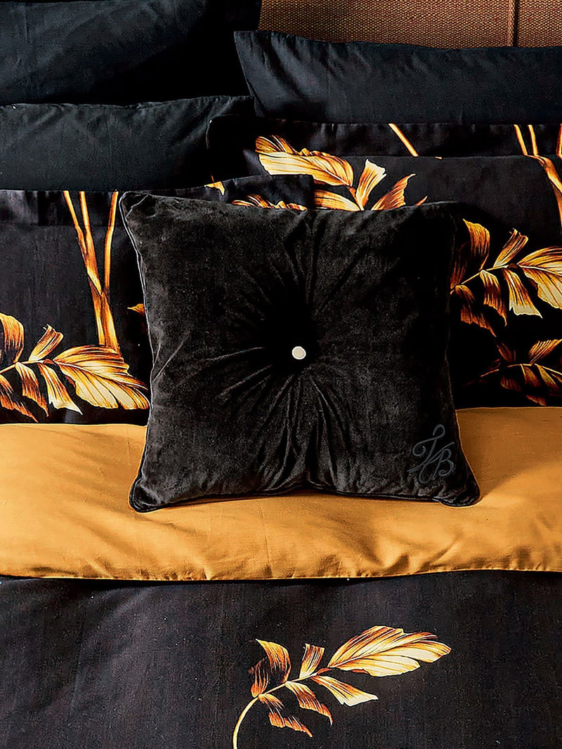 Ted Baker black branded button velvet cushion 50x50 cm - British product