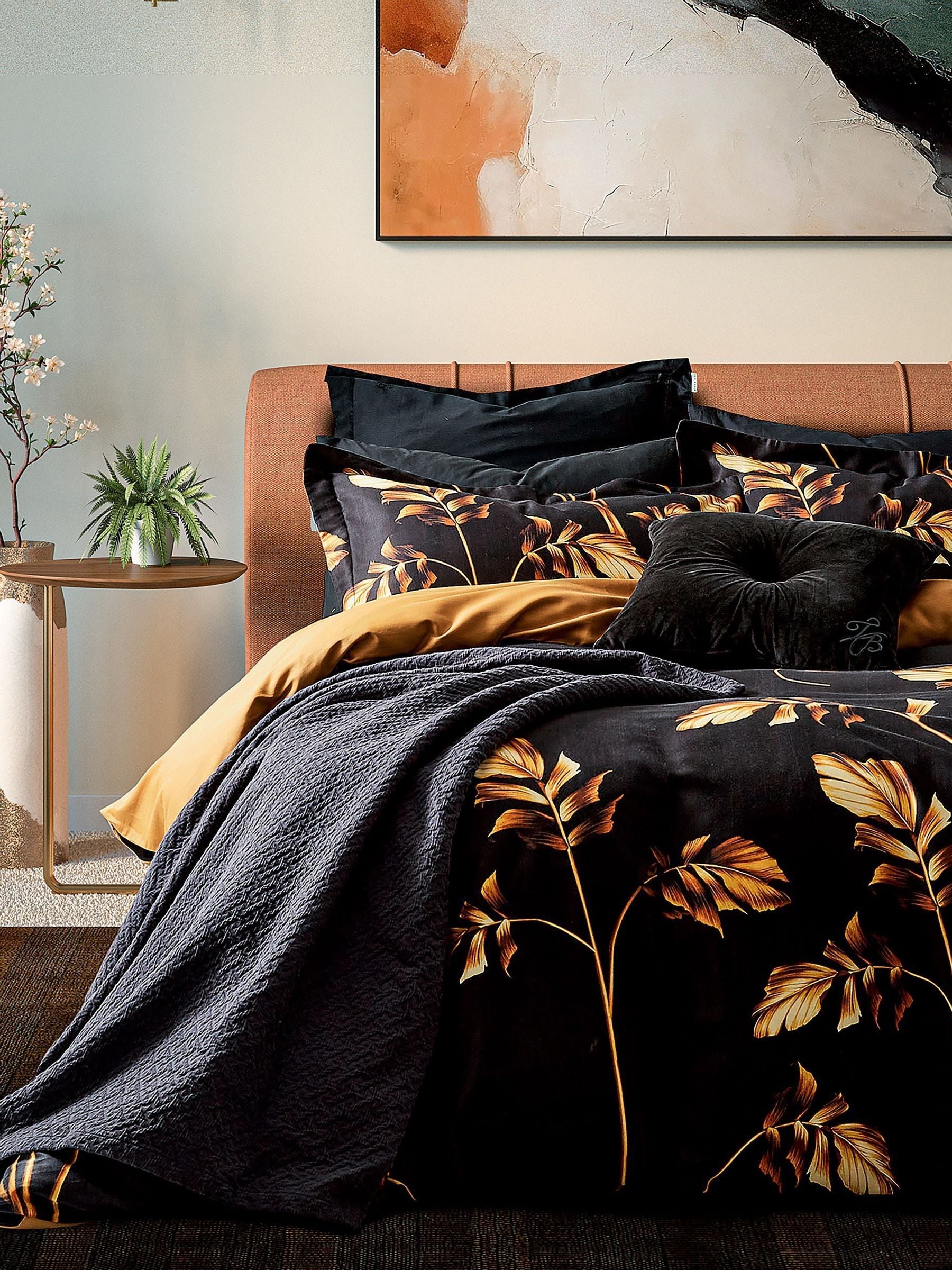Ted Baker black branded button velvet cushion 50x50 cm - British product