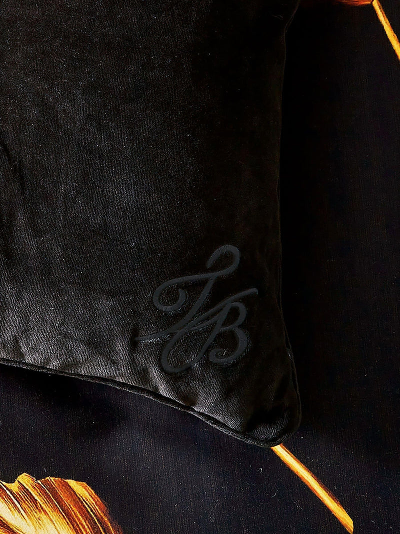 Ted Baker black branded button velvet cushion 50x50 cm - British product