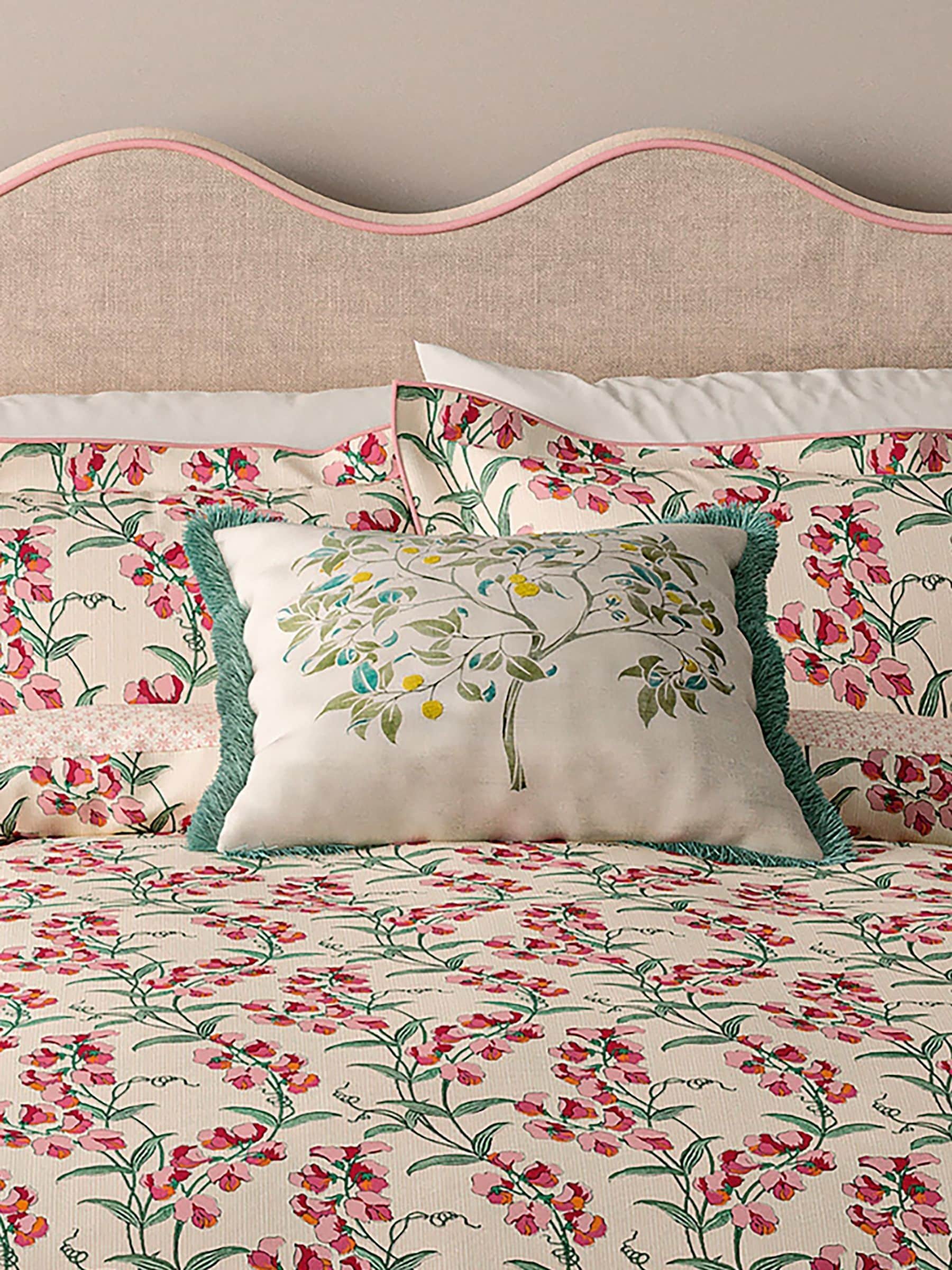 V&A green ornamental tree cushion 45x45cm, imported from the UK