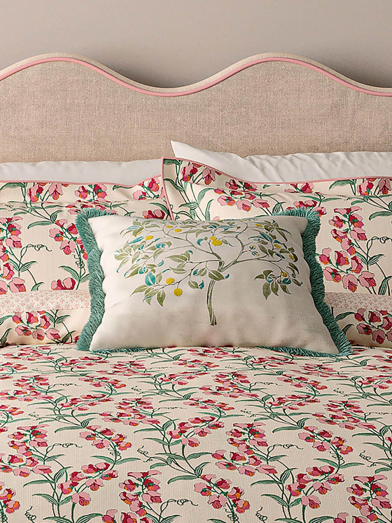 V&A green ornamental tree cushion 45x45cm, imported from the UK