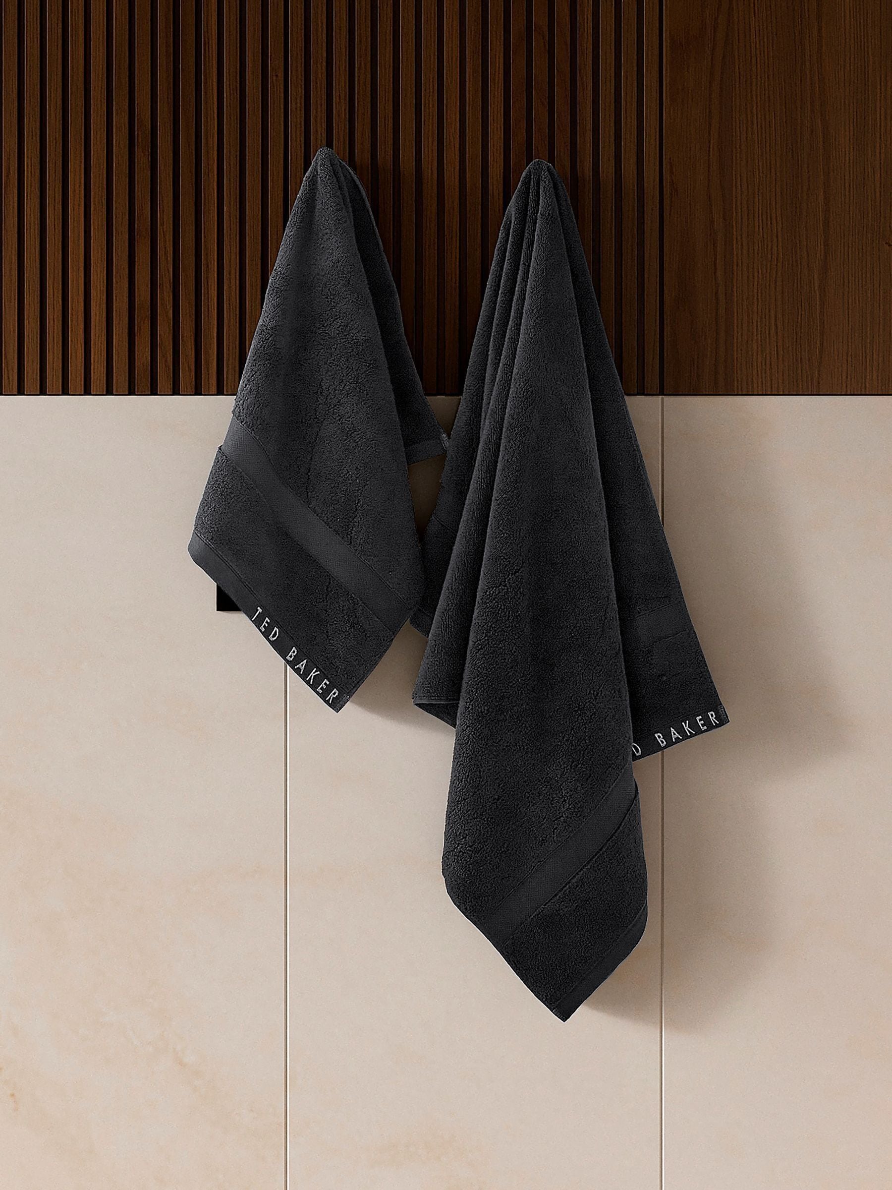 Ted Baker black luxury towel, zero-twist cotton, imported from the UK