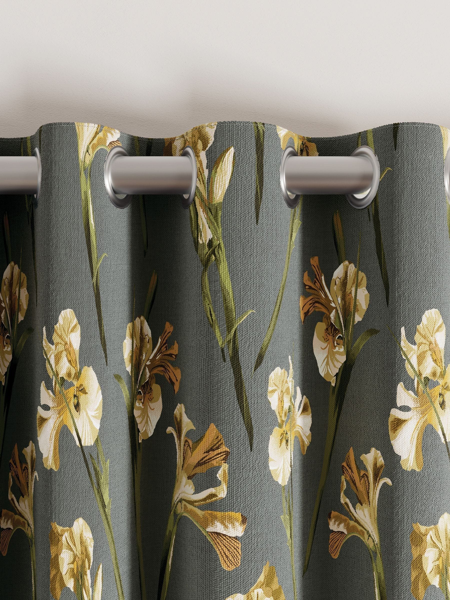 Ted Baker charcoal wild iris blackout eyelet curtain (British brand)