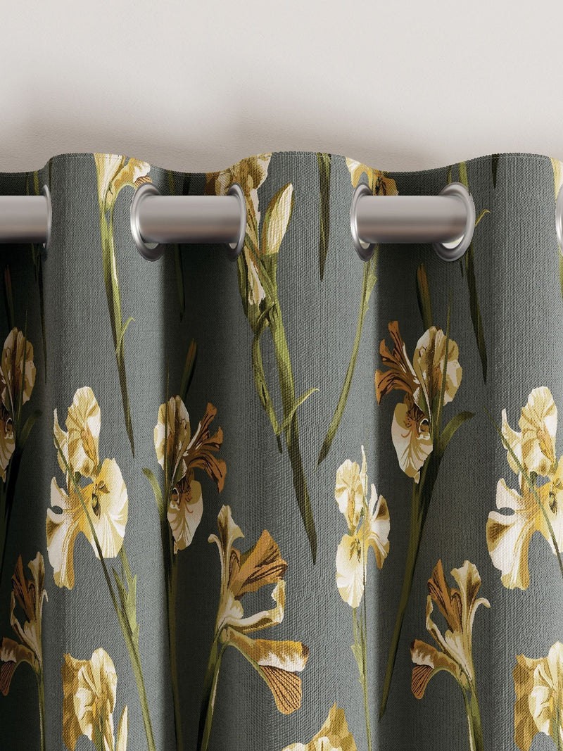 Ted Baker charcoal wild iris blackout eyelet curtain (British brand)