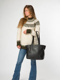 Cultured London black stripe Gisella leather tote bag, UK version